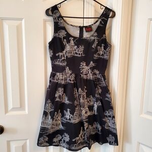 EUC Folter Skeleton Gothic Black White Toile Dress, M